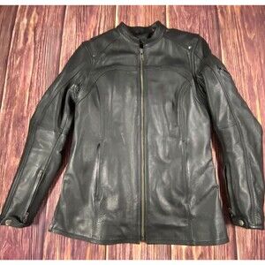 True Element Women’s Black Scooter Collar Leather Motorcycle Jacket Size Medium